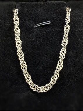 Vintage Italy 925 Sterling Silver Thick Rope Singapore style Chain 18" 4mm